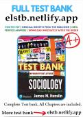 TEST BANK FOE ESSENTIALS OF SOCILOGY DOWN TO EARTH APPROACH