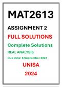 MAT2613 Assignment 2 Complete Solutions UNISA 2024 Due date 6 September 2024 Real Analysis