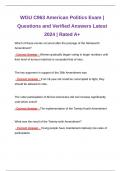 WGU C963 American Politics Exam | Questions and Verified Answers Latest 2024 | Rated A+