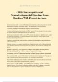 CH30. Neurocognitive and Neurodevelopmental Disorders Exam Questions With Correct Answers.