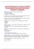 AQA PSYCHOLOGY A-LEVEL PAPER 2 EXAM QUESTIONS WITH DETAILED CORRECT ANSWERS