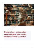 Montana Law - state portion  Exam Questions With Correct Verified Answers A+ Graded