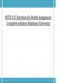 NUTR 331 Nutrition for Health Assignment 1complete solution Athabasca University