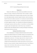 week  5  final  project.docx  ECD 315  Thematic Unit  ECD 315: Curriculum Planning and Design for Early Learners  Thematic Unit  Thematic unit is different ways to make certain lessons and different activities with a theme one. For instance, a thematic un