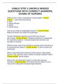 USMLE STEP 2 UWORLD MISSED  QUESTIONS WITH CORRECT ANSWERS,  EXAMS OF NURSING