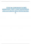 CNM 586 CERTIFIED NURSE  MIDWIVES’ UNIT 2 TEST QUESTIONS  AND ACCURATE SOLUTIONS RATED  A.