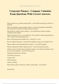 Corporate Finance - Company Valuation Exam Questions With Correct Answers.