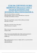 CNM 586 CERTIFIED NURSE  MIDWIVES’ (Obstetrics) UNIT 6  EXAM QUESTIONS AND  ACCURATE SOLUTIONS RATED A