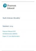 Mark Scheme (Results) Summer 2024 Pearson Edexcel GCE AS Mathematics (8MA0) Paper 01 Core Mathematics