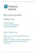 Mark Scheme (Results) Summer 2024 Pearson Edexcel In GCE History (8HI0/2G) Advanced Subsidiary Paper 2: Depth study Option 2G.1: The rise and fall of fascism in Italy, c1911–46 Option 2G.2: Spain, 1930–78: republicanism, Francoism and the re-establishment