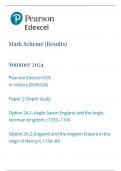 Mark Scheme (Results) Summer 2024 Pearson Edexcel GCE In History (8HI0/2A) Paper 2: Depth study Option 2A.1: Anglo-Saxon England and the AngloNorman Kingdom, c1053–1106 Option 2A.2: England and the Angevin Empire in the reign of Henry II, 1154–89