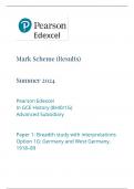 Mark Scheme (Results) Summer 2024 Pearson Edexcel In GCE History (8HI0/1G) Advanced Subsidiary Paper 1: Breadth study with interpretations Option 1G: Germany and West Germany, 1918–89