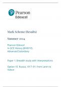 Mark Scheme (Results) Summer 2024 Pearson Edexcel In GCE History (8HI0/1E) Advanced Subsidiary Paper 1: Breadth study with interpretations Option 1E: Russia, 1917–91: from Lenin to Yeltsin