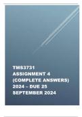 TMS3731 Assignment 4   2024 – DUE 25 September 2024 | Qs and As | 100% Correct| Grade A (Verified Answers)