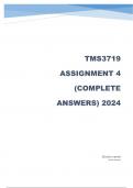 TMS3719 Assignment 4 (COMPLETE ANSWERS) 2024