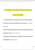 Fire Instructor 1 Final Exam with Verified Solutions 2024