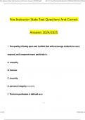 Fire Instructor State Test Questions and Answers Latest Updated