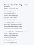 Advanced Pre-Calculus - Trigonometric Identities Questions and and answers.