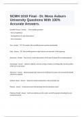  SCMH 1010 Final - Dr. Moss Auburn University Questions With 100% Accurate Answers.