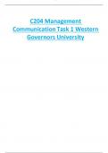 WGU COMBINED TASKS 1&2 PASSED FOR  C204 MANAGEMENT COMMUNICATION WESTERN GOVERNORS UNIV