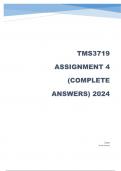 TMS3719 Assignment 4 (COMPLETE ANSWERS) 2024