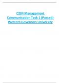 C204 Management  Communication Task 1 (Passed)  Western Governors University