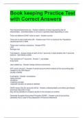 Book keeping Practice Test with Correct Answers