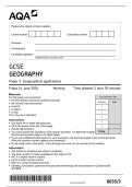 GCSE AQA June 2024 Geography Paper 3