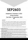 SEP2603 Assignment 2 (ANSWERS) Semester 2 2024 - DISTINCTION GUARANTEED