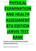 PHYSICAL EXAMINATION AND HEALTH ASSESSMENT 8TH EDITION JARVIS TEST BANK