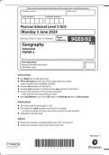 A LEVEL EDEXEL GEOGRAPHY PAPER 2 WITH MARK SCHEME 2024