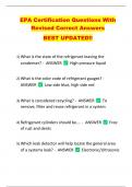 EPA Certification Questions With  Revised Correct Answers   BEST UPDATED!! 