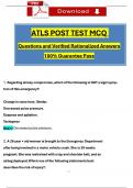 ATLS 10th Edition Post Test MCQ Actual Questions with Verified Answers (2024 / 2025), 100% Guarantee Score Pass