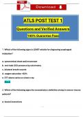 ATLS 10th Edition Post Test 1 Actual Questions with Verified Answers (2024 / 2025), 100% Guarantee Score Pass