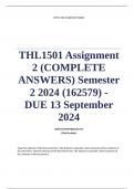 THL1501 Assignment 2 (COMPLETE ANSWERS) Semester 2 2024 (162579) - DUE 13 September 2024 ; 100% TRUSTED Complete, trusted solutions and explanations. Ensure your success with us... 