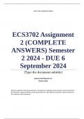 ECS3702 Assignment 2 (COMPLETE ANSWERS) Semester 2 2024 - DUE 6 September 2024 ; 100% TRUSTED Complete, trusted solutions and explanations. Ensure your success with us... 