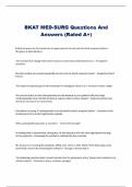 BKAT MED-SURG Questions And  Answers (Rated A+)