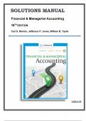 SOLUTIONS MANUAL, SOLUTIONS FOR FINANCIAL AND MANAGERIAL ACCOUNTING 16E (16th Edition) Warren, Jones, Tayler