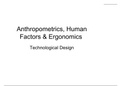 Anthropometrics, Human  Factors & Ergonomics  Technological Design