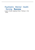 Psychiatric Mental Health Nursing Success A Q & A Review Applying Critical Thinking to Test Taking TEST BANK