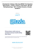 Chamberlain College of Nursing NR283 Test Question Bank (Exam 1, Exam 2, Exam 3, Final Exam, 300 QA) Pathophysiology 100 % Verified Answers, Already Graded A