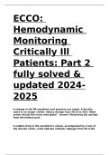 ECCO: Hemodynamic Monitoring Critically Ill Patients: Part 2 fully solved & updated 2024-2025