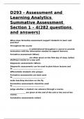 D293 - Assessment and Learning Analytics Summative Assessment Section 1 – 4(282 questions and answers)