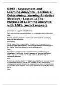 D293 - Assessment and Learning Analytics - Section 2: Determining Learning Analytics Strategy - Lesson 1: The Purpose of Learning Analytics