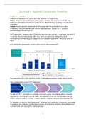 Summary of all lectures - Applied Corporate Finance