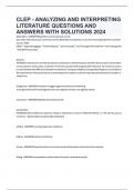 CLEP - ANALYZING AND INTERPRETING LITERATURE QUESTIONS AND ANSWERS WITH SOLUTIONS 2024