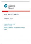 Pearson Edexcel GCE In Arabic (9AA0) Paper 3 Listening, reading and writing in Arabic Mark Scheme  (Results) Summer 2024