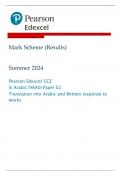 Pearson Edexcel GCE In Arabic (9AA0) Paper 02 Translation into Arabic and Written response to  works Mark Scheme Summer 2024