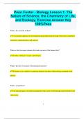 Penn Foster - Biology Lesson 1, The Nature of Science, the Chemistry of Life, and Ecology, Exercise Answer Key  100%Pass