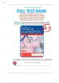 SEIDEL'S GUIDE TO PHYSICAL EXAMINATION 9TH EDITION BALL TEST BANK UPDATED :COMPLETE SOLUTION